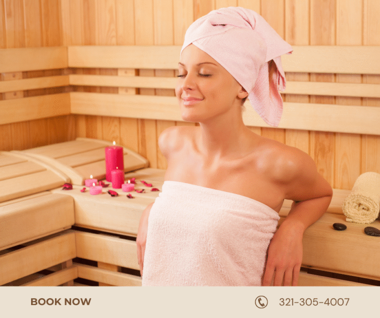 Infrared sauna session at iOnyx Medspa Merritt Island to activate metabolism, burn calories, and enhance wellness