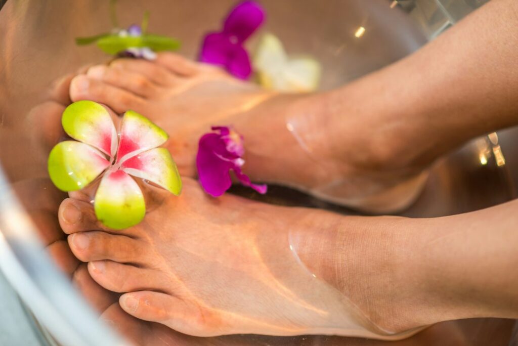 Warm spa foot soak illustrating an ionic foot-soak wellness session in Merritt Island